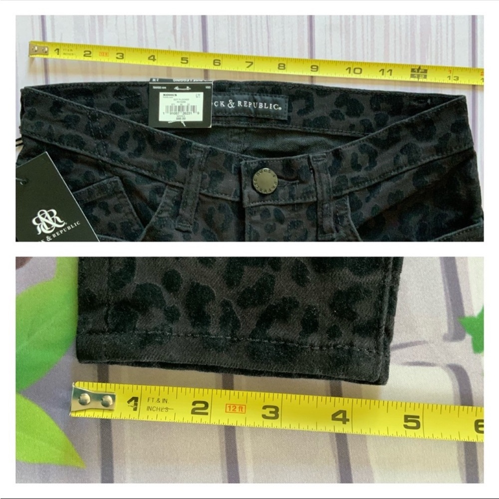 NWT Rock & Republic Black Mid Rise Kashmiere Animal Print Legging Jeans, Size 2 - Picture 10 of 12